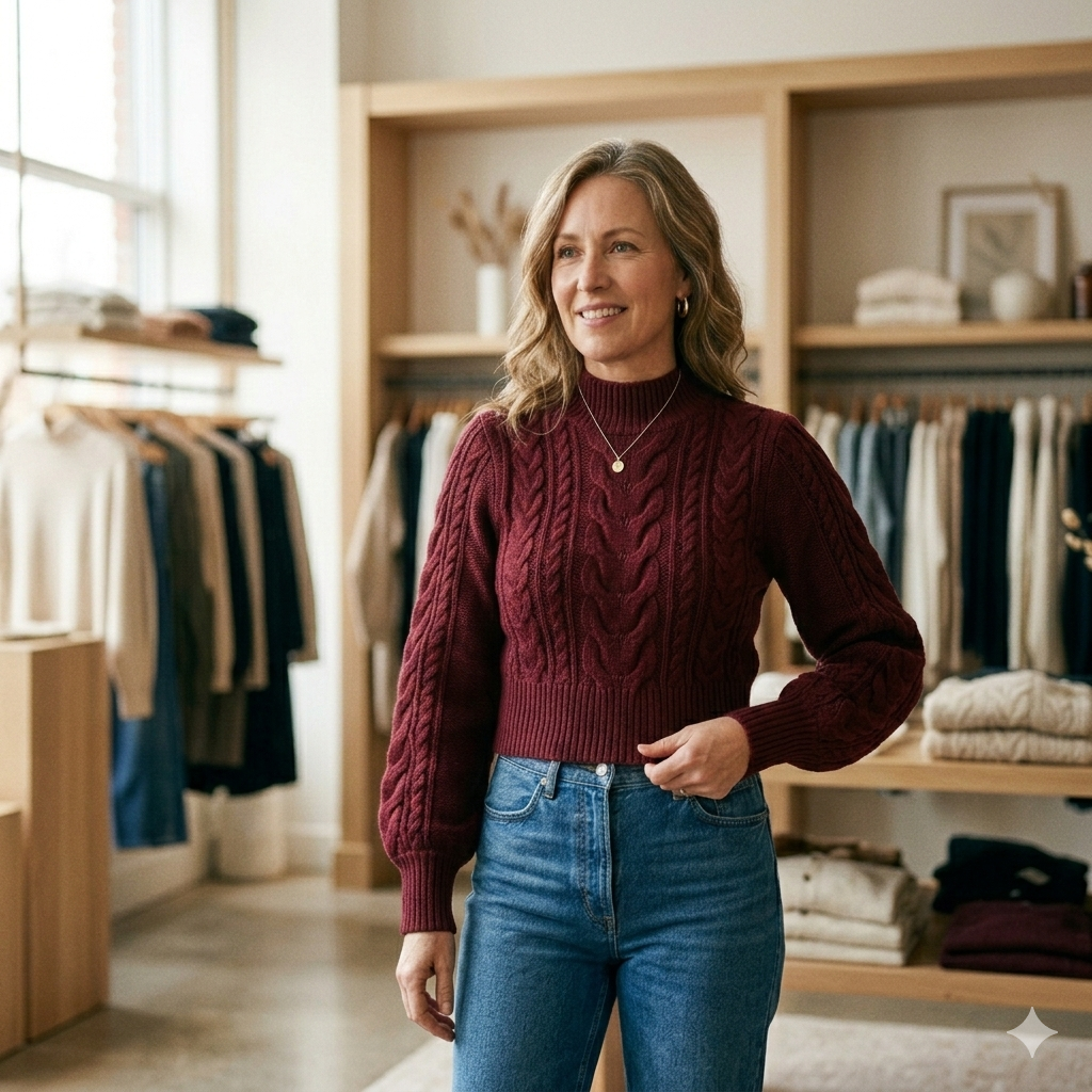 The Colette™ | Cable Knit Mock Neck Sweater