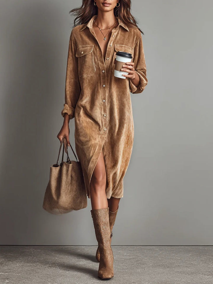 Evelyn | Relaxed Corduroy Midi Dress